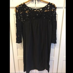 3/4 sleeve black dress